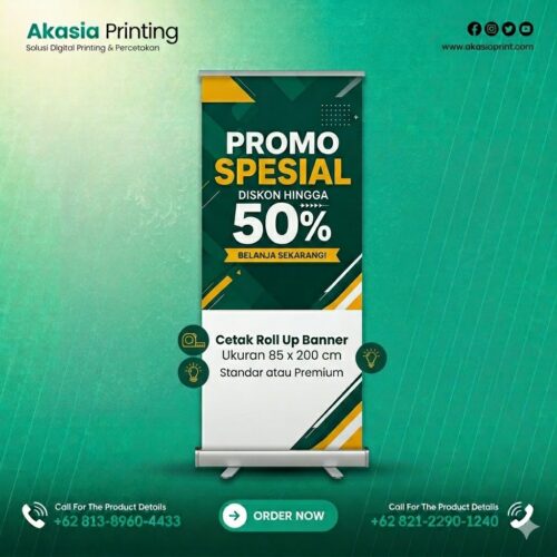 Cetak Roll Up Banner 85 x 200 cm